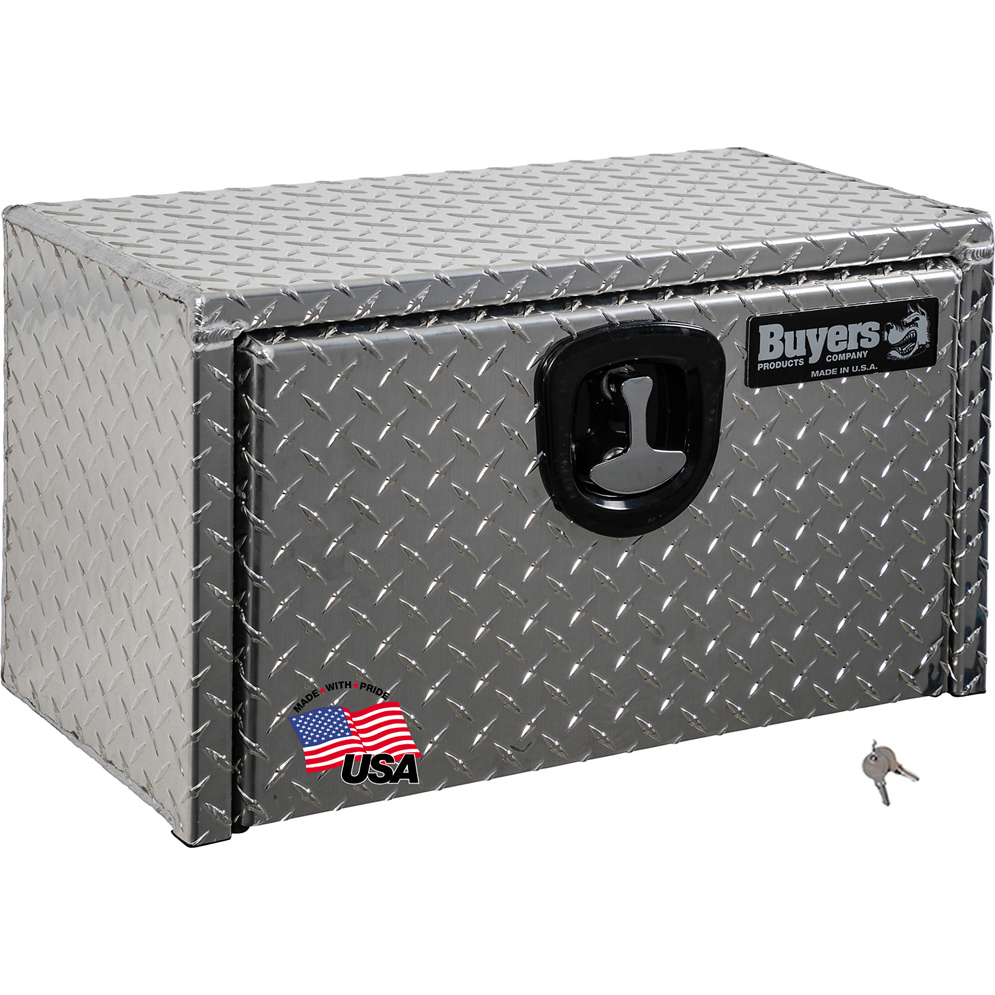 Buyers Products, 24x12x14in. Underbody Truck Bed Tool Job Storage Box, Width 24 in, Material Aluminum, Color Finish Diamond Plate Silver, Model# 1705150